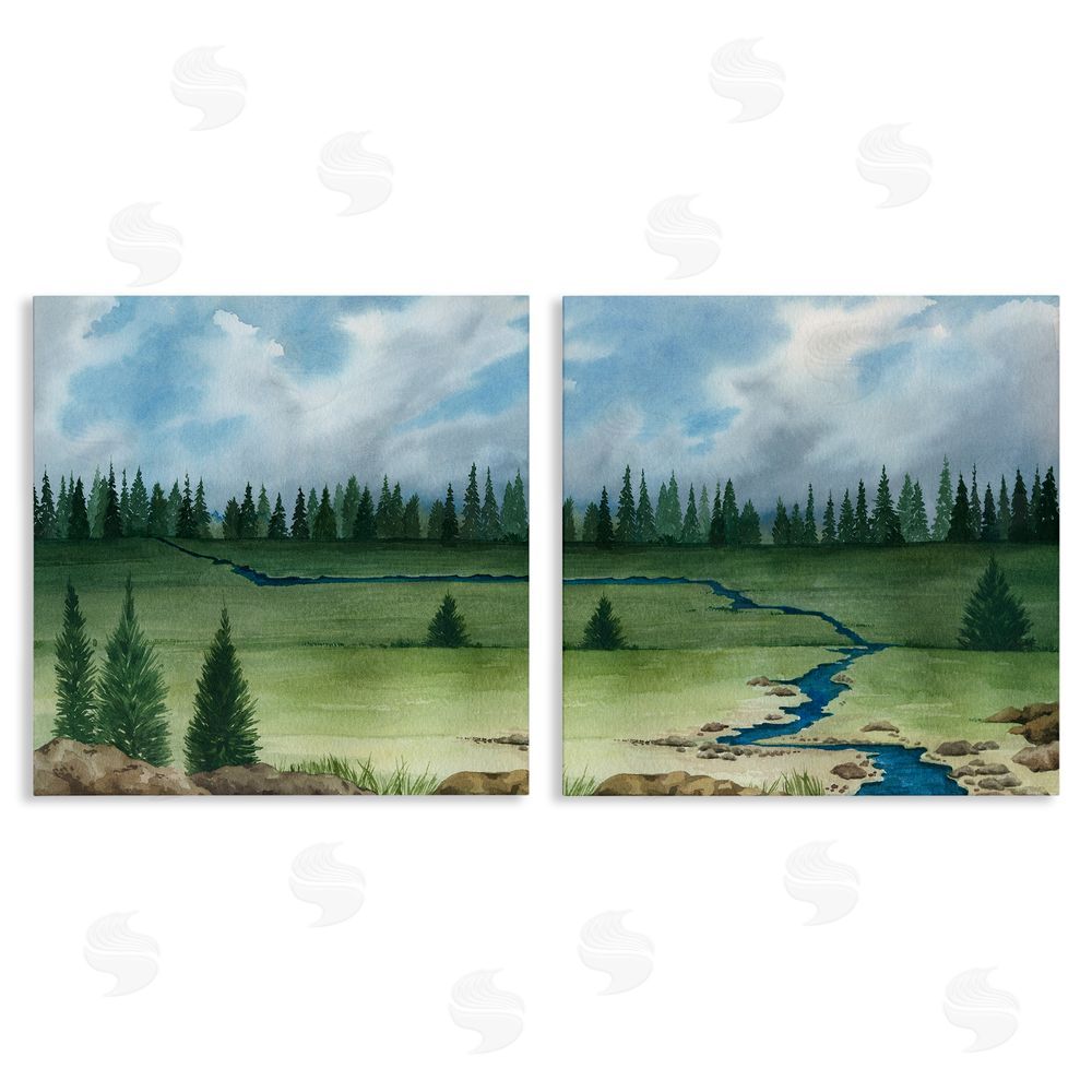 Grace Popp Distant Stream Trees Nature Landscape Canvas Wall Art Print