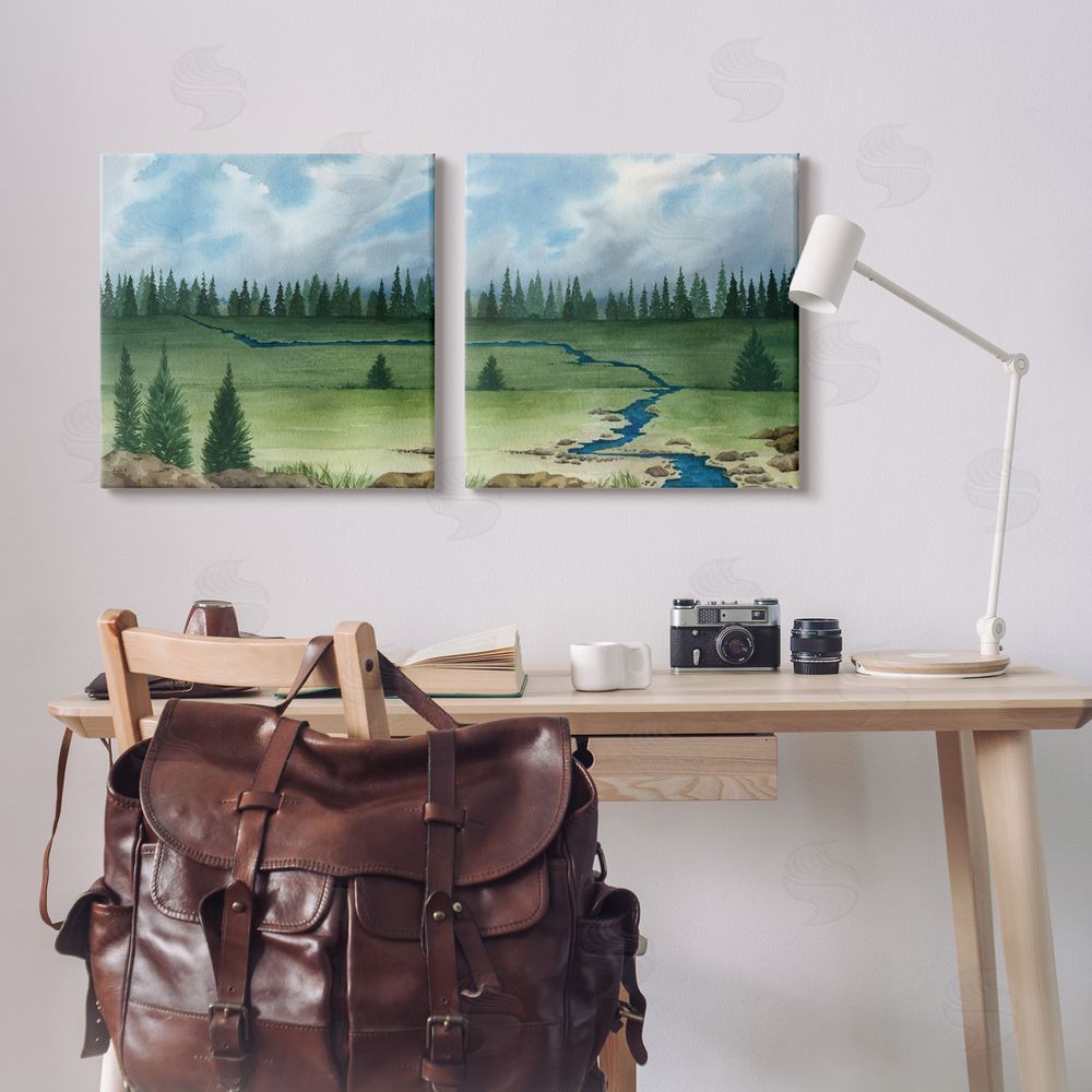 Grace Popp Distant Stream Trees Nature Landscape Canvas Wall Art Print in Room