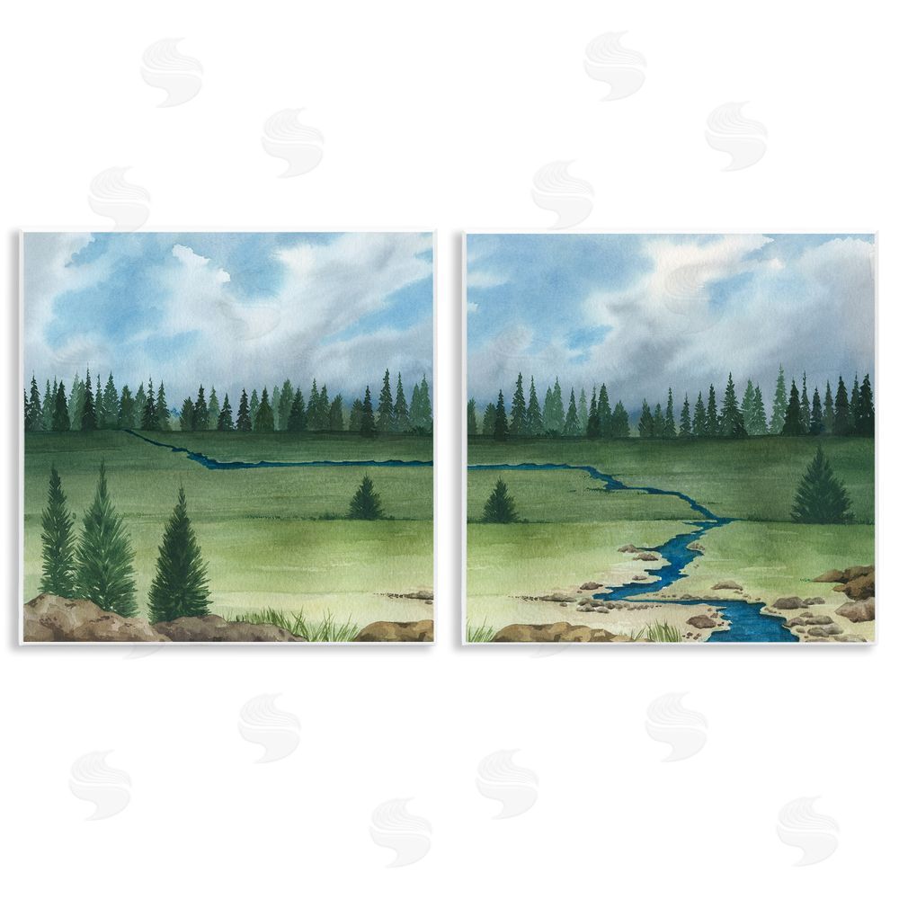 Grace Popp Distant Stream Trees Nature Landscape Wooden Wall Plaque Art Print