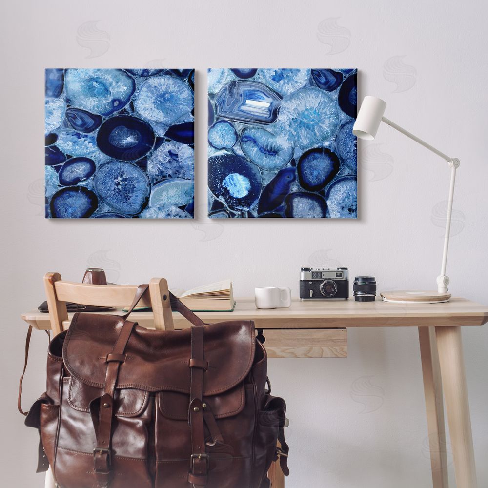 Danielle Carson Contemporary Blue Agate Geodes Canvas Wall Art Print in Room