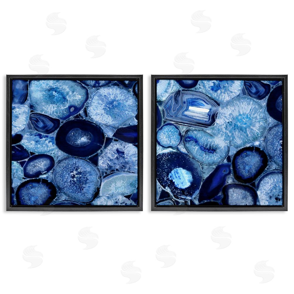Danielle Carson Contemporary Blue Agate Geodes Black Floating Frame Canvas Wall Art Print