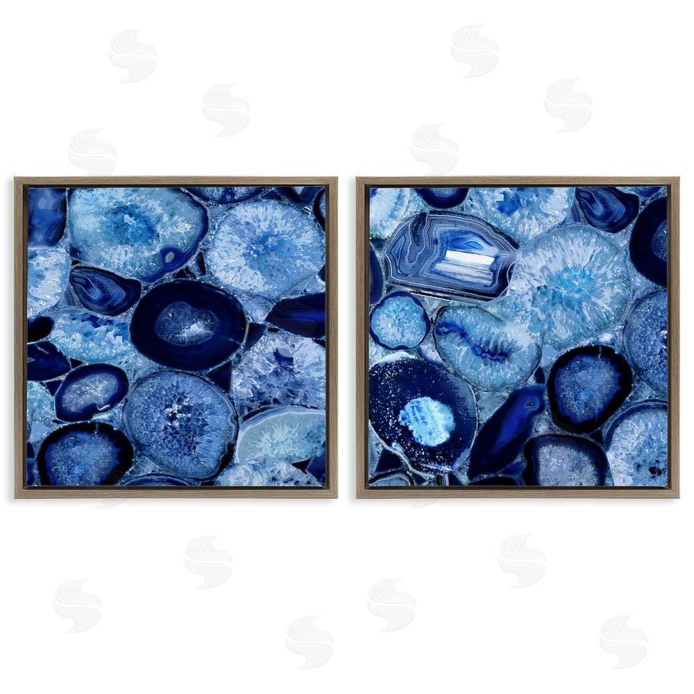 Danielle Carson Contemporary Blue Agate Geodes Brown Floating Frame Canvas Wall Art Print