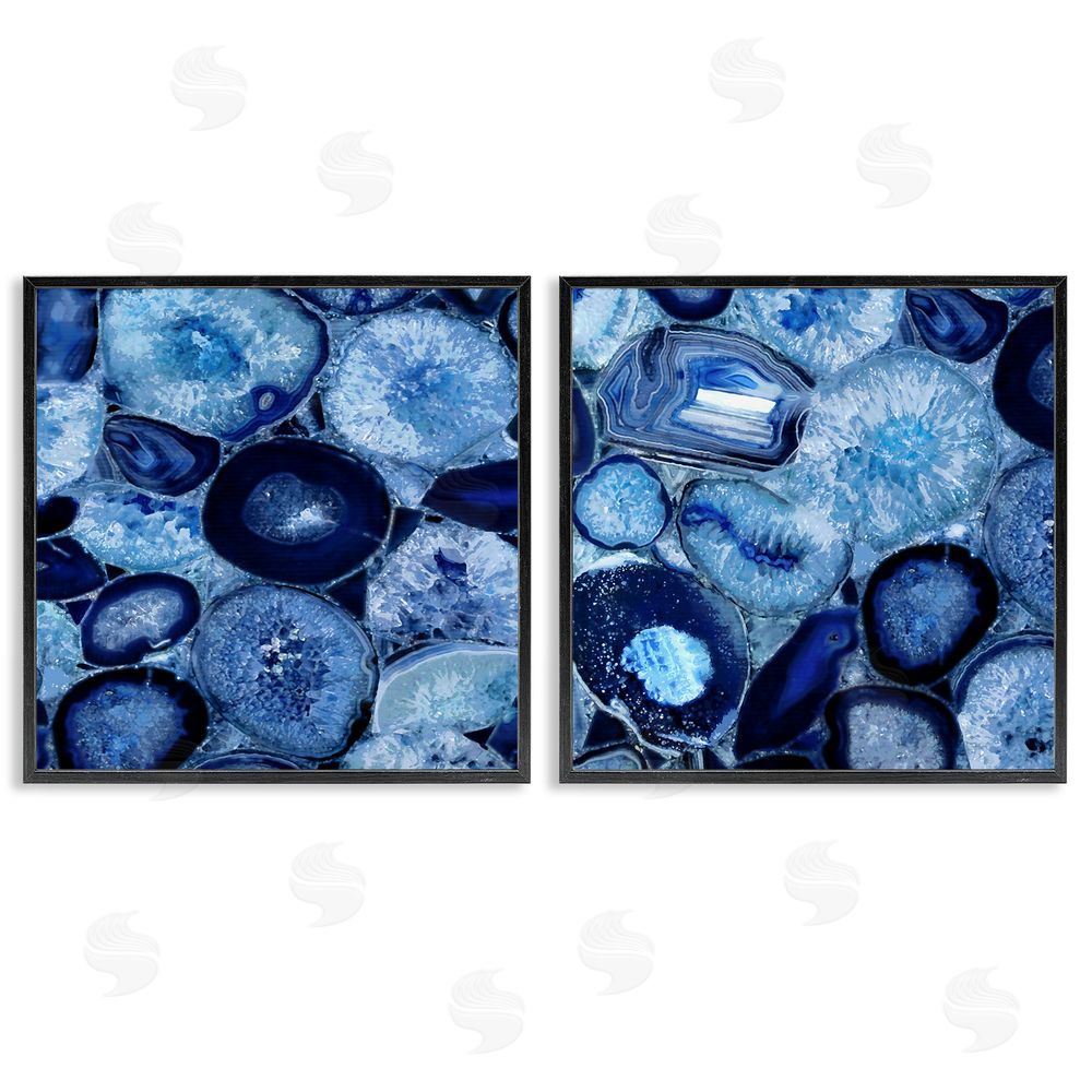 Danielle Carson Contemporary Blue Agate Geodes Black Framed Giclee Wall Art Print