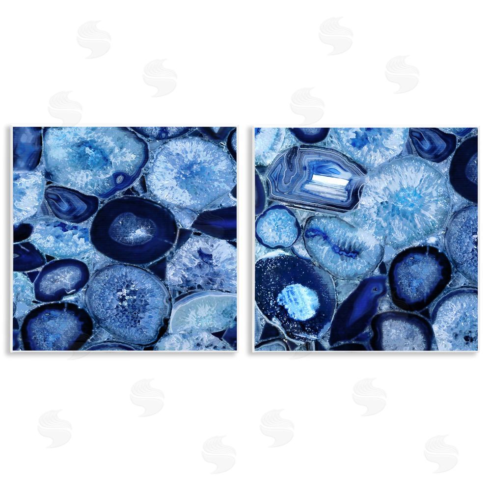 Danielle Carson Contemporary Blue Agate Geodes Wooden Wall Plaque Art Print