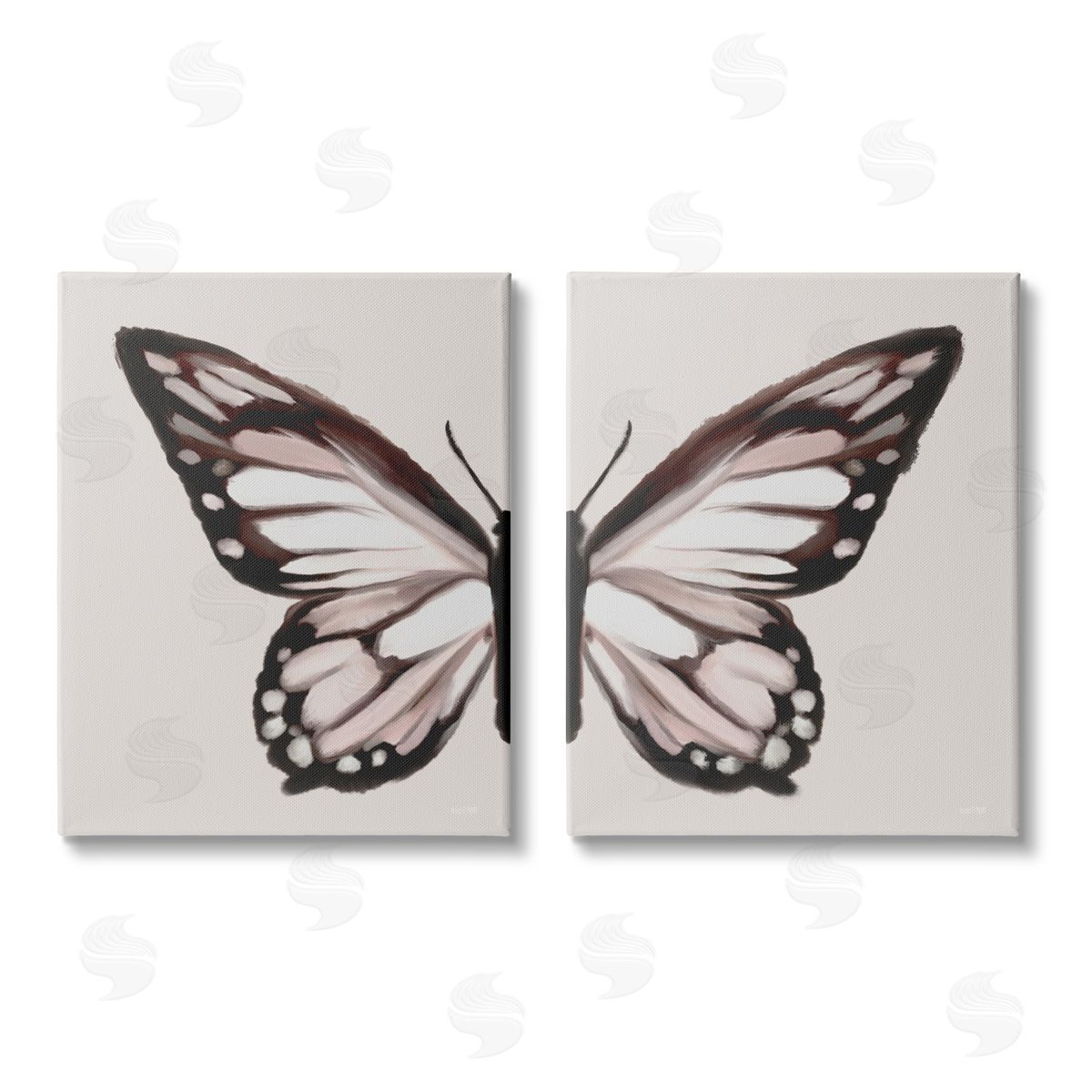 House Fenway Muted Symmetrical Butterfly Wings Canvas Wall Art Print