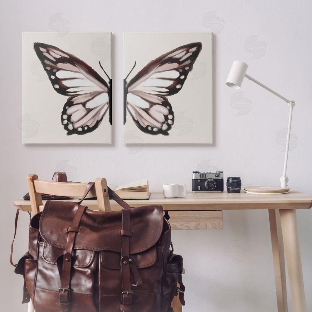 House Fenway Muted Symmetrical Butterfly Wings Canvas Wall Art Print in Room