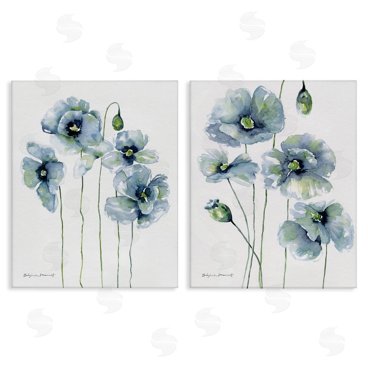 Blue Poppies Blooming Garden Canvas Wall Art, Home Decor by Stephanie Workman Marrott