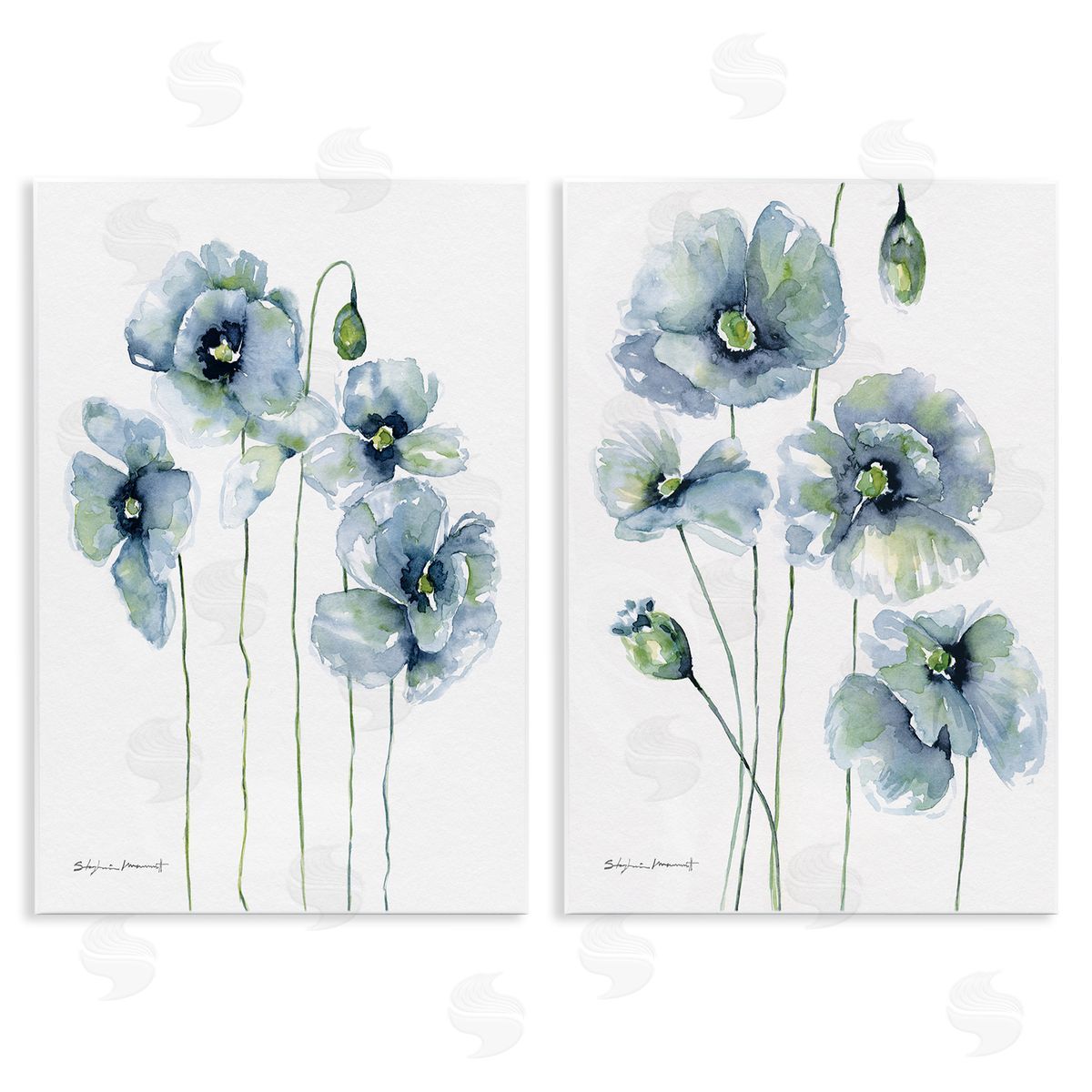 Blue Poppies Blooming Garden Wood Plaque Wall Art, Home Decor by Stephanie Workman Marrott