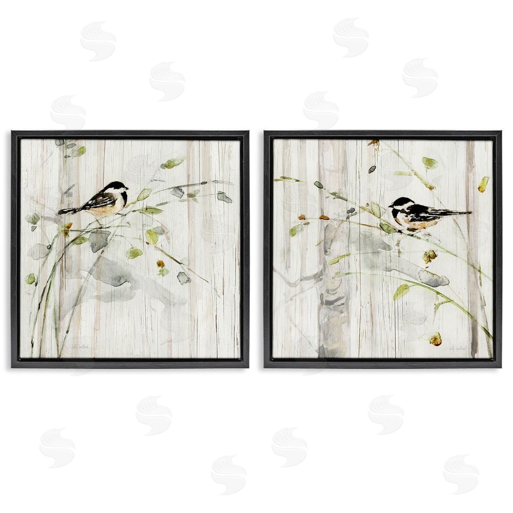 Sally Swatland Perched Birds Country Botanicals Black Floating Frame Canvas Wall Art Print