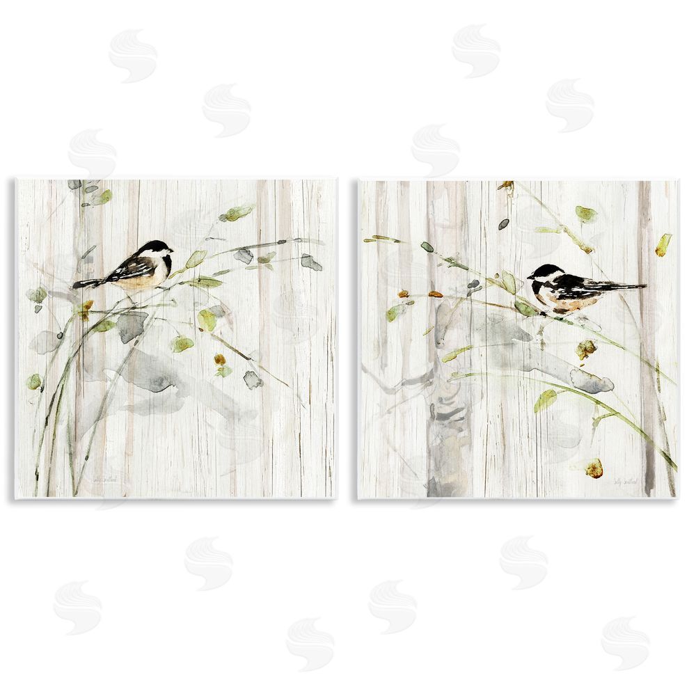 Sally Swatland Perched Birds Country Botanicals Wooden Wall Plaque Art Print