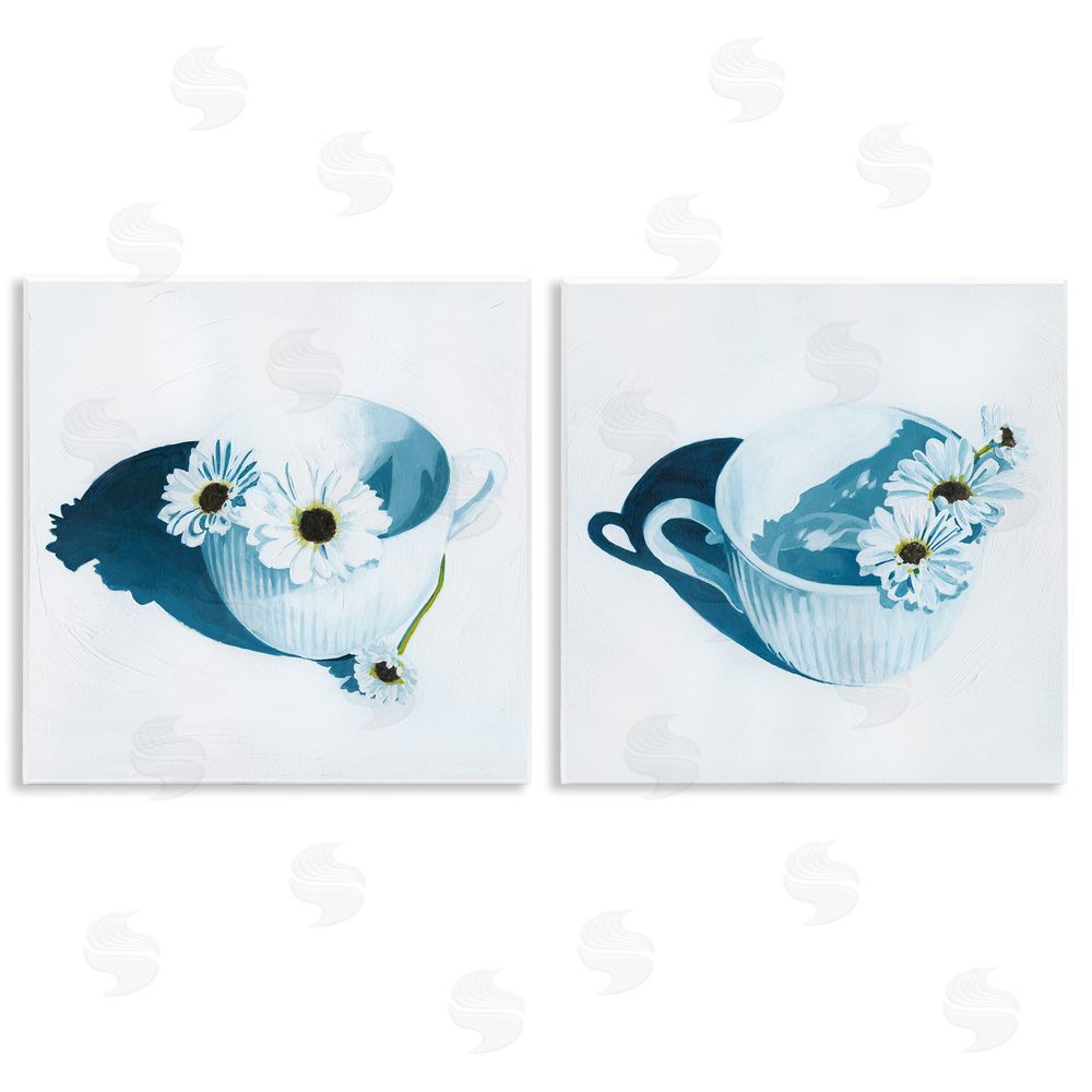 Grace Popp Floral Sprigs in Teacup Wooden Wall Plaque Art Print