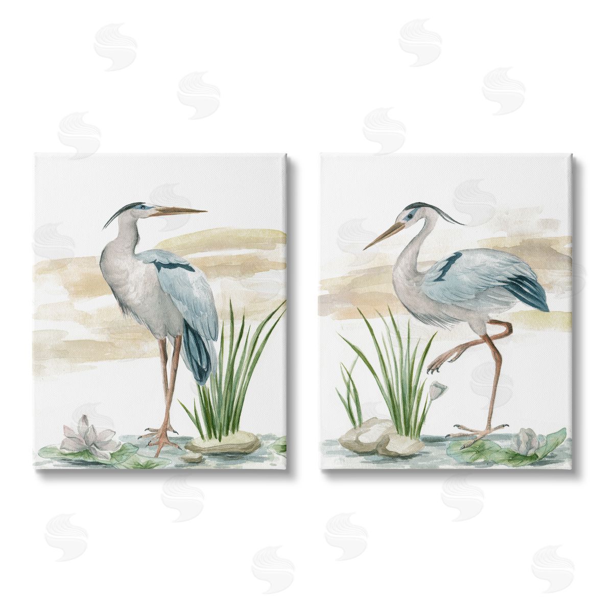 Melissa Wang Herons on Marsh Shore Canvas Wall Art Print