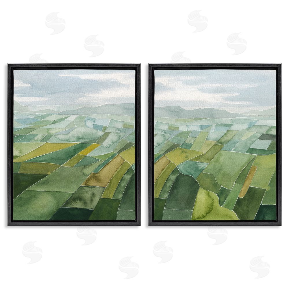 Grace Popp Abstract Farmland Landscape Black Floating Frame Canvas Wall Art Print