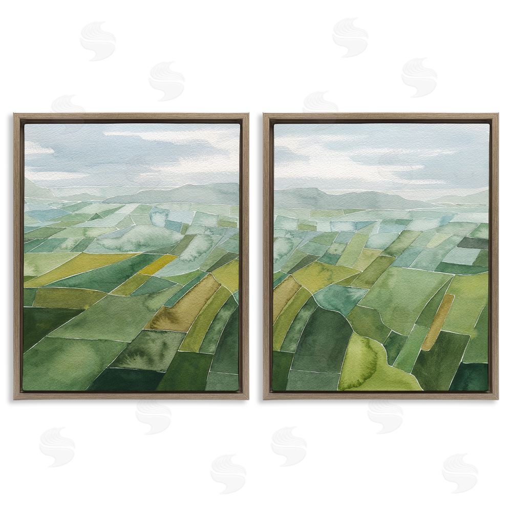 Grace Popp Abstract Farmland Landscape Brown Floating Frame Canvas Wall Art Print