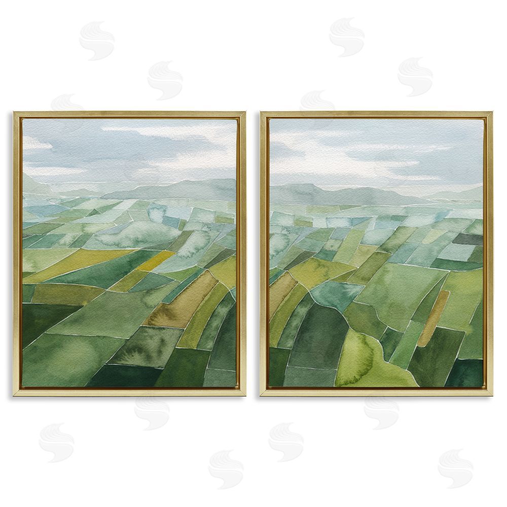 Grace Popp Abstract Farmland Landscape Gold Floating Frame Canvas Wall Art Print