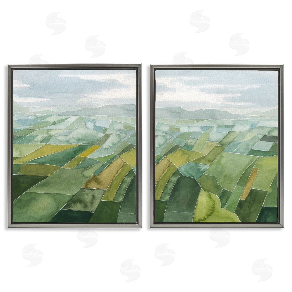 Grace Popp Abstract Farmland Landscape Gray Floating Frame Canvas Wall Art Print