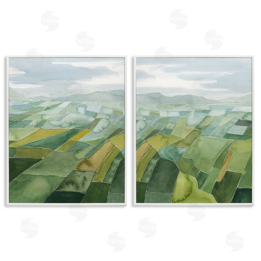 Grace Popp Abstract Farmland Landscape White Framed Giclee Wall Art Print