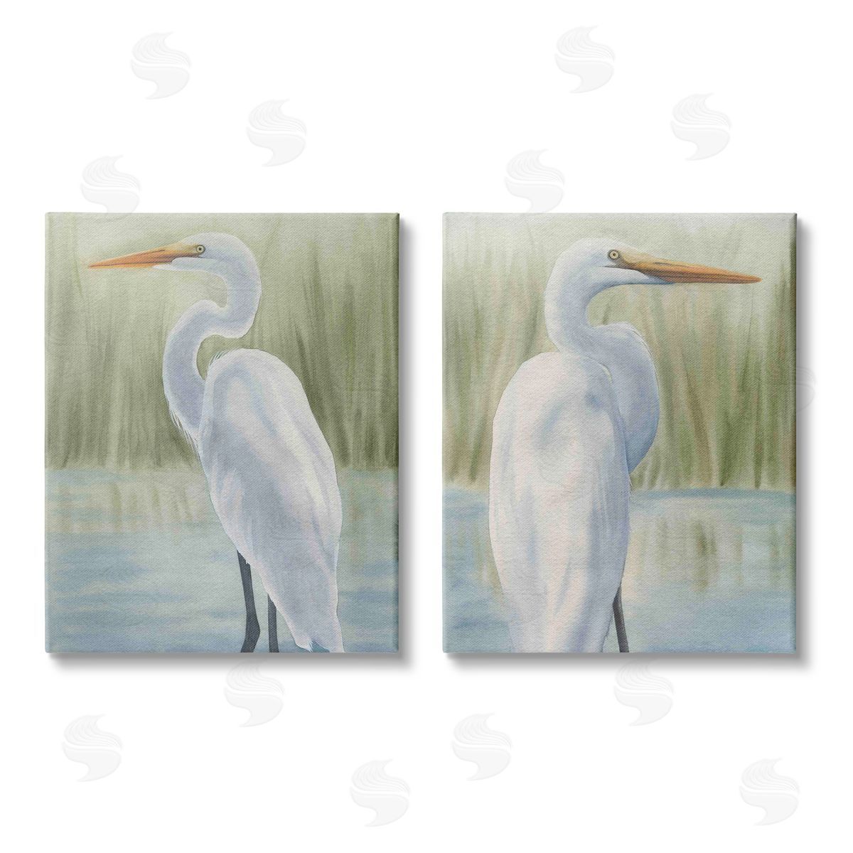 Grace Popp Egrets in Marshland Canvas Wall Art Print