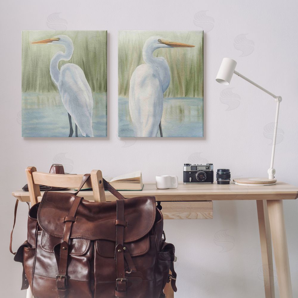 Grace Popp Egrets in Marshland Canvas Wall Art Print in Room