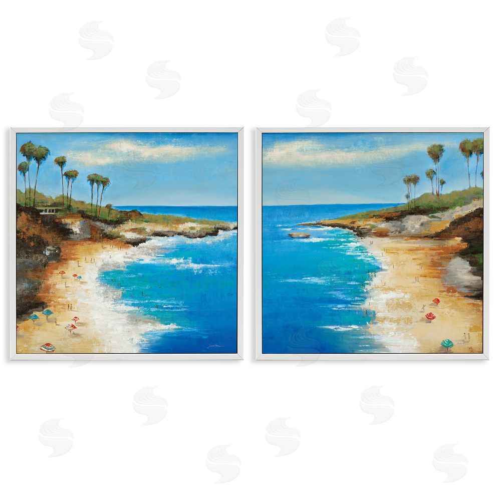 Liz Jardine Beach Cove Landscape White Framed Giclee Wall Art Print