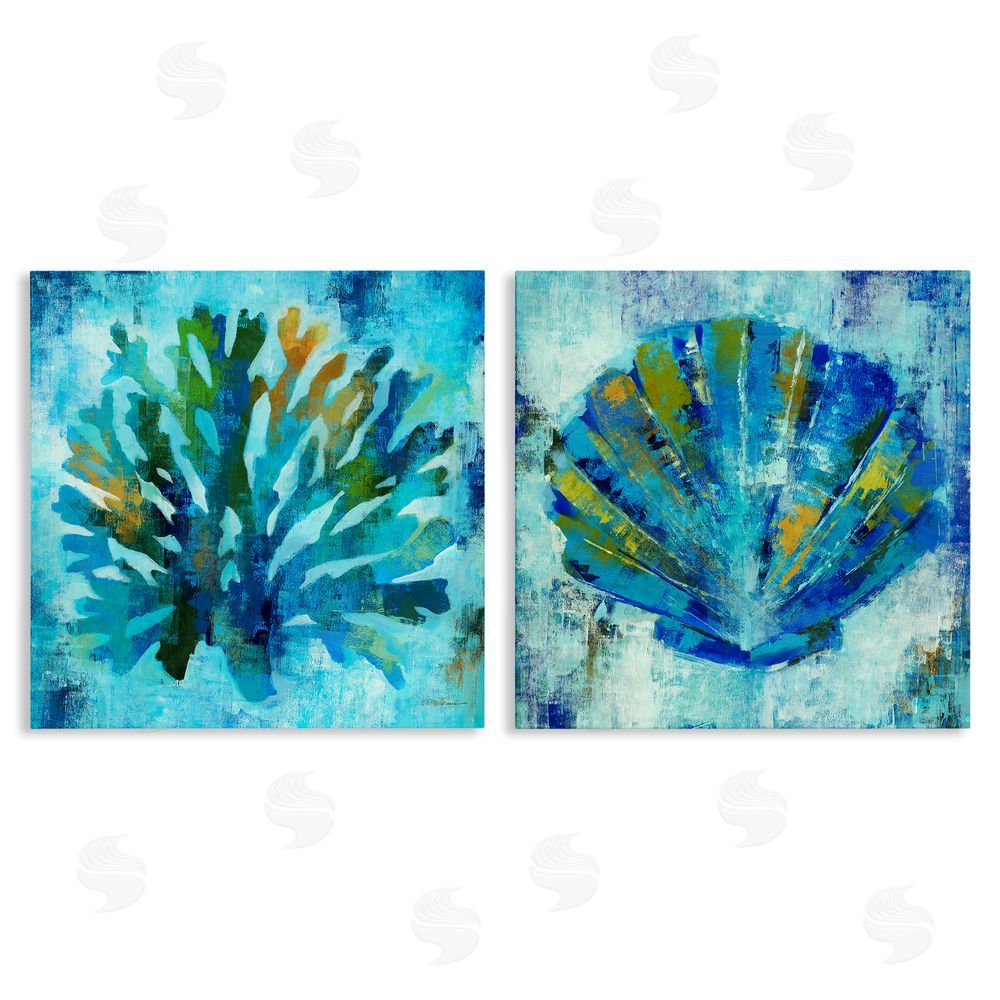Liz Jardine Blue Sea Life Abstraction Canvas Wall Art Print