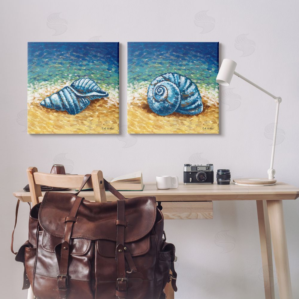 Nidhi Wadhwa Conch Shells on Shore Canvas Wall Art Print in Room