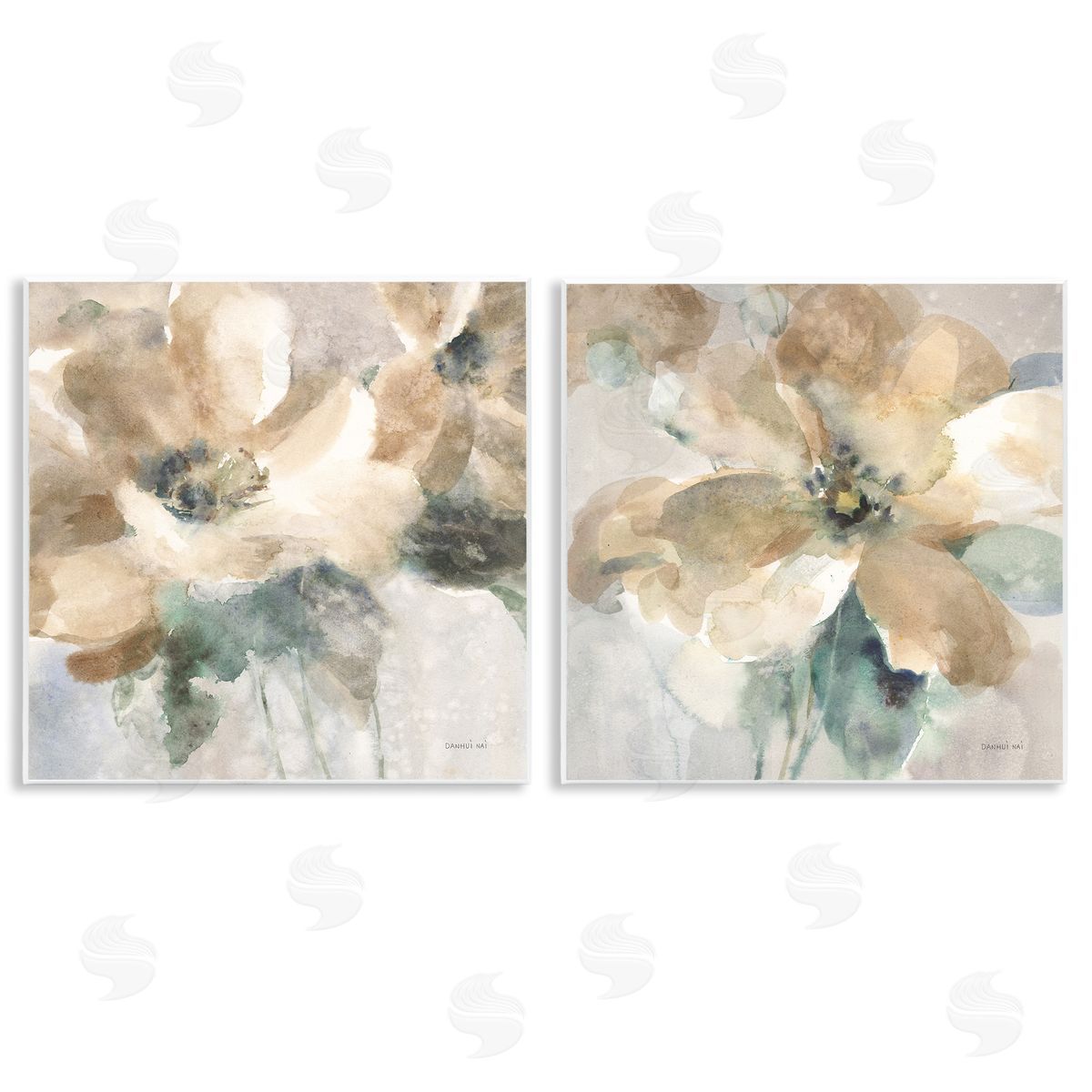 Abstract Beige Flowers Wood Plaque Wall Art, Home Decor by Danhui Nai