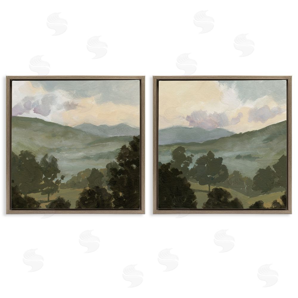 Victoria Barnes Rural Hills Landscape Brown Floating Frame Canvas Wall Art Print