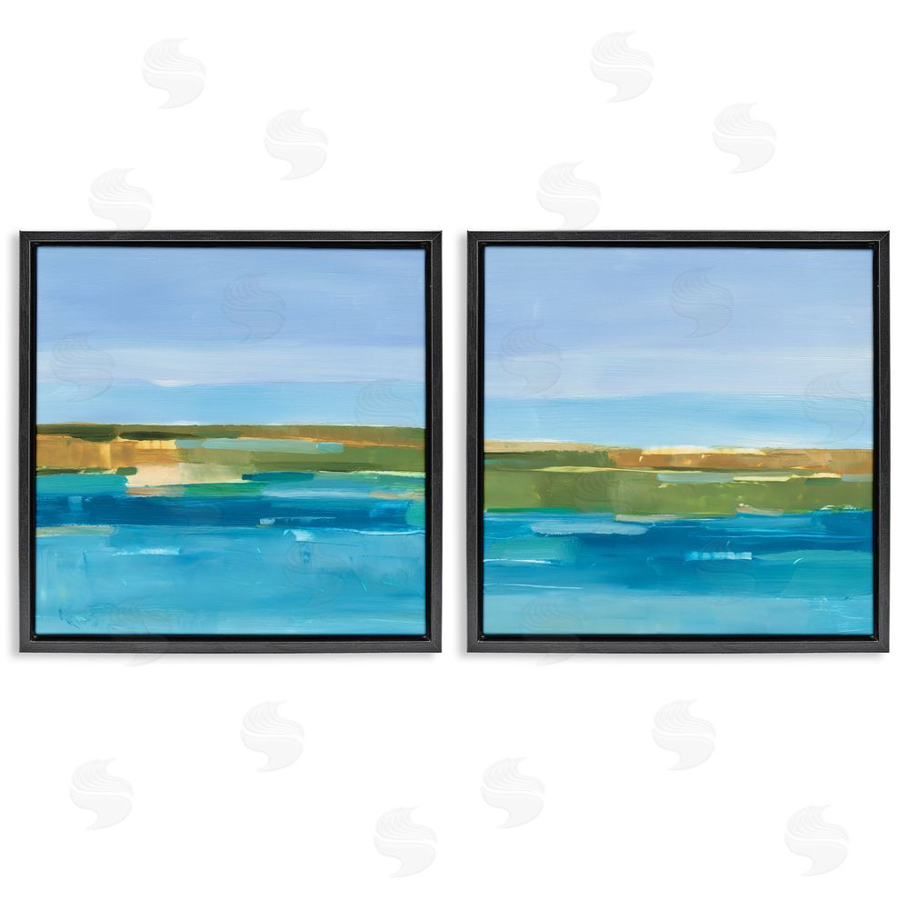 Ethan Harper Abstract Ocean Landscape Black Floating Frame Canvas Wall Art Print