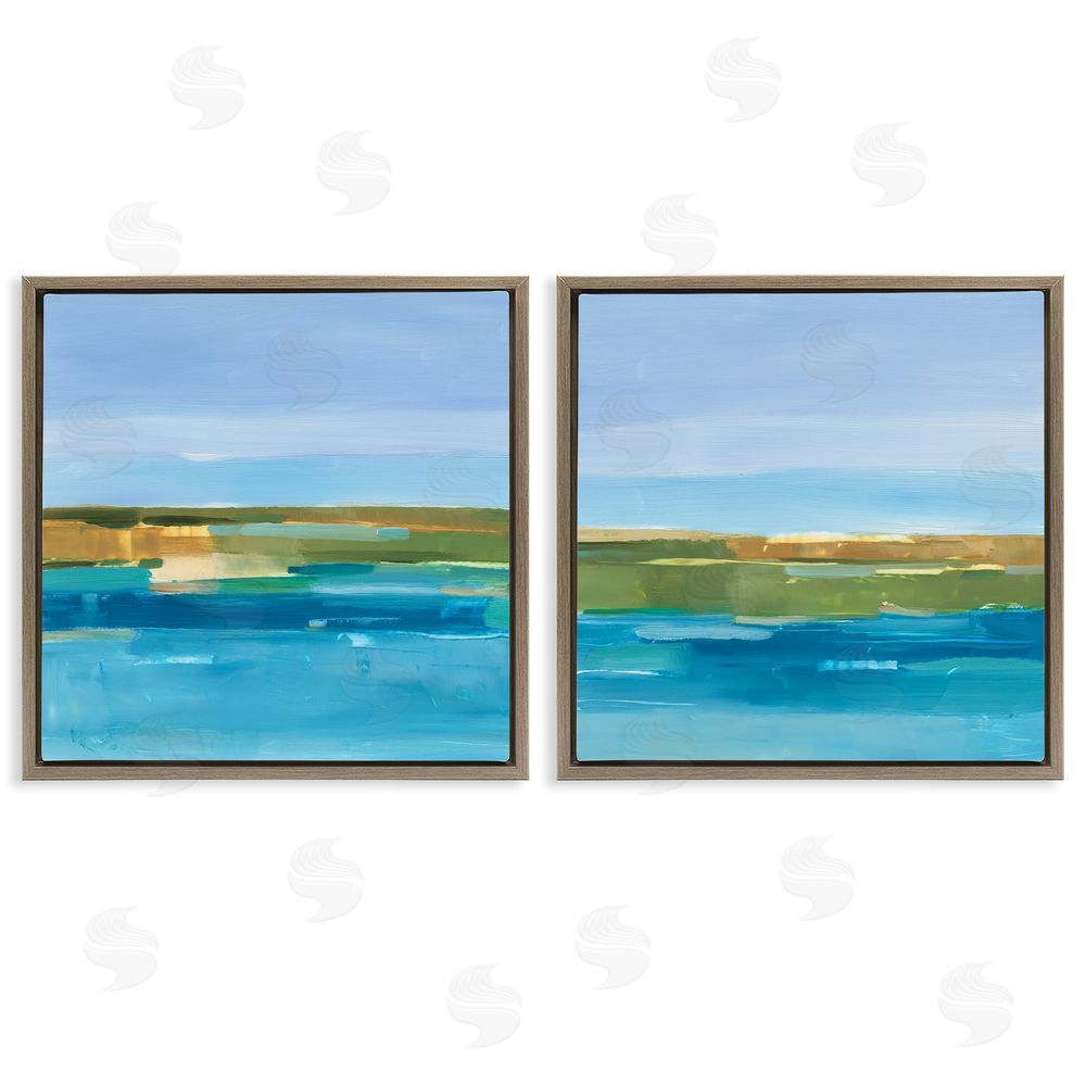 Ethan Harper Abstract Ocean Landscape Brown Floating Frame Canvas Wall Art Print
