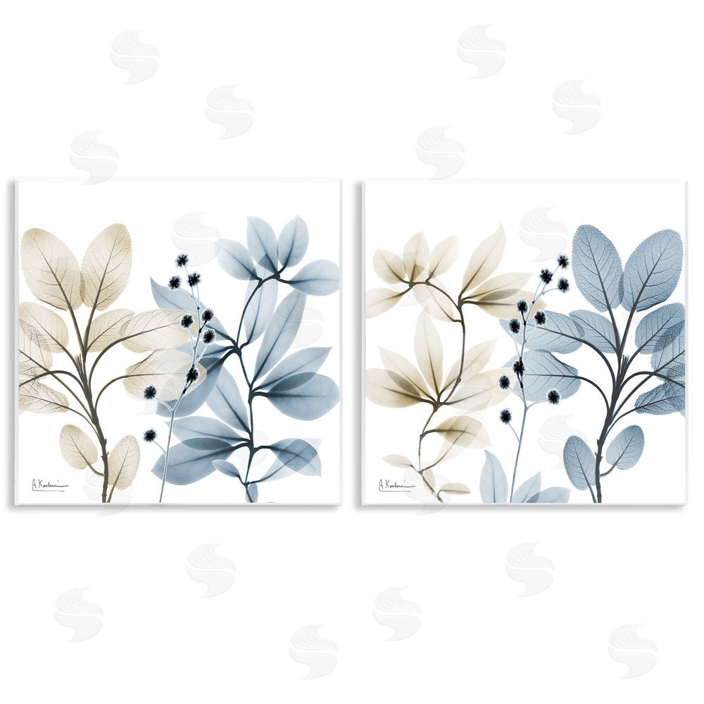 Albert Koetsier Contemporary Plant Sprigs Wooden Wall Plaque Art Print