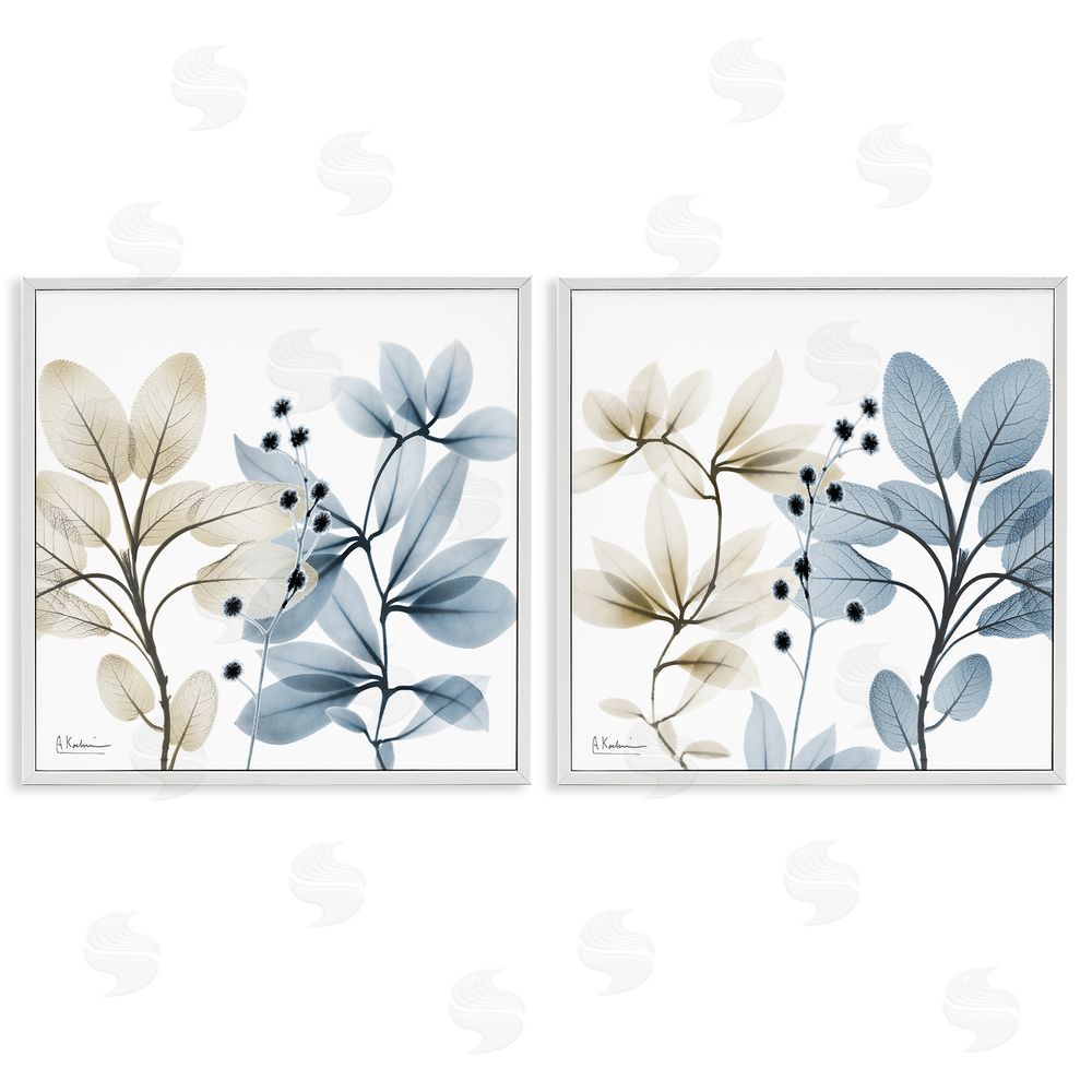 Albert Koetsier Contemporary Plant Sprigs White Framed Giclee Wall Art Print