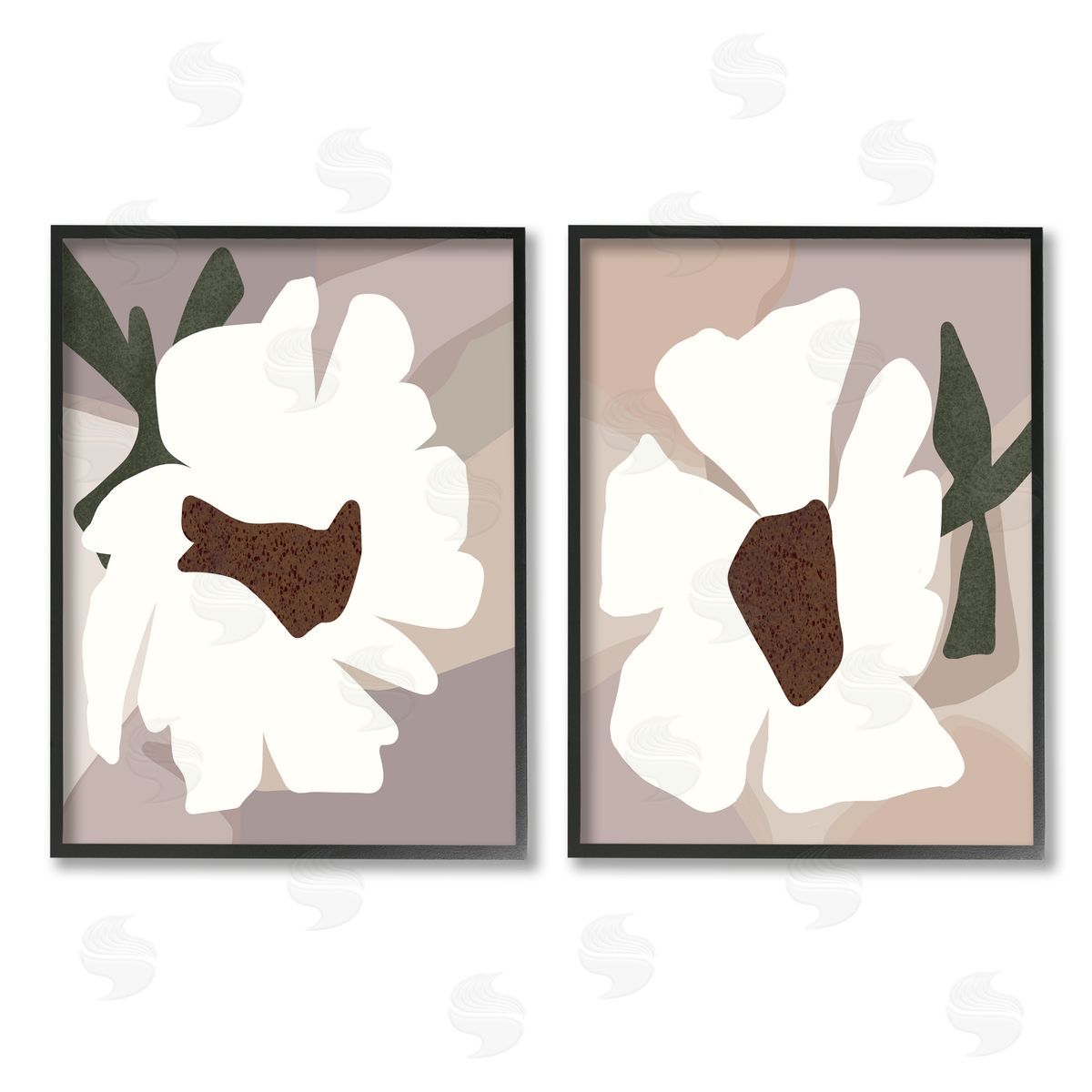 Regina Moore Abstract White Daisies Black Framed Giclee Wall Art