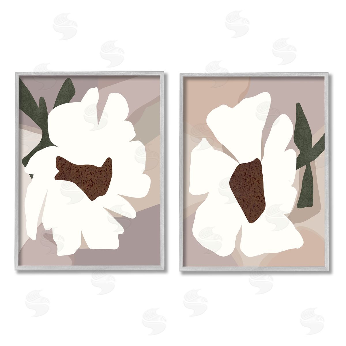 Regina Moore Abstract White Daisies Gray Framed Giclee Wall Art