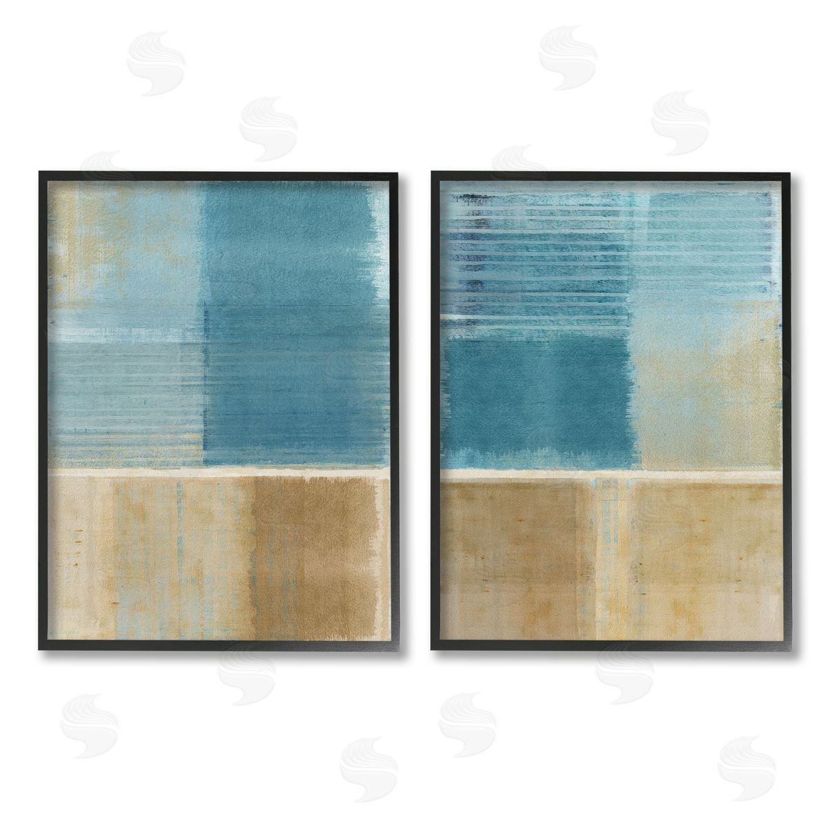 Flora Kouta Brown & Blue Abstraction Black Framed Giclee Wall Art