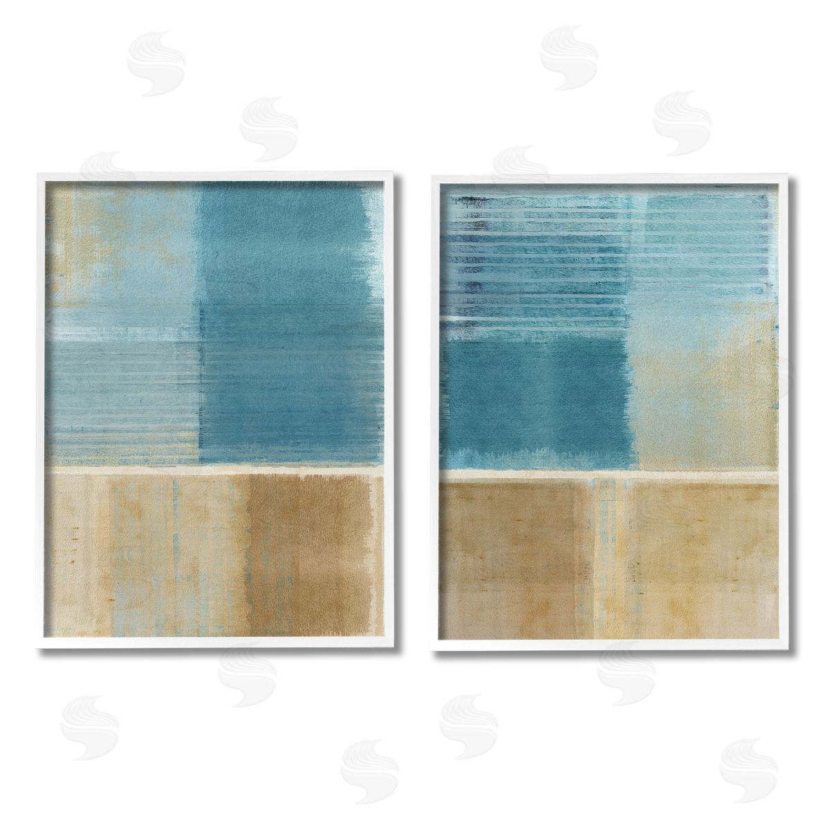 Flora Kouta Brown & Blue Abstraction White Framed Giclee Wall Art