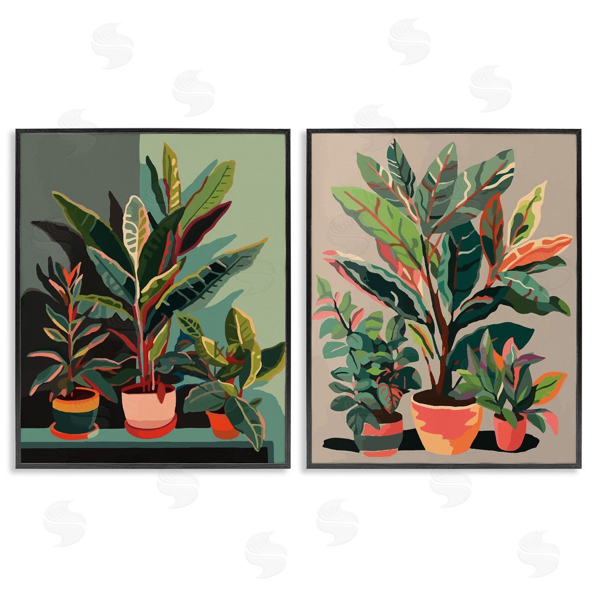 Various House Plants Black Frame Print Wall Art, Home Decor by Ziwei Li