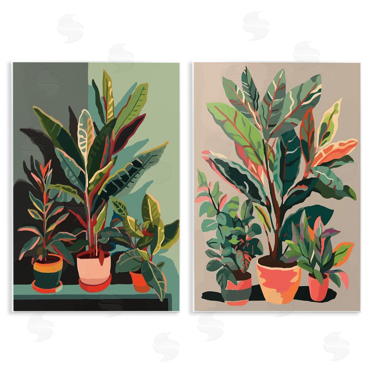 Various House Plants Wood Plaque Wall Art, Home Decor by Ziwei Li