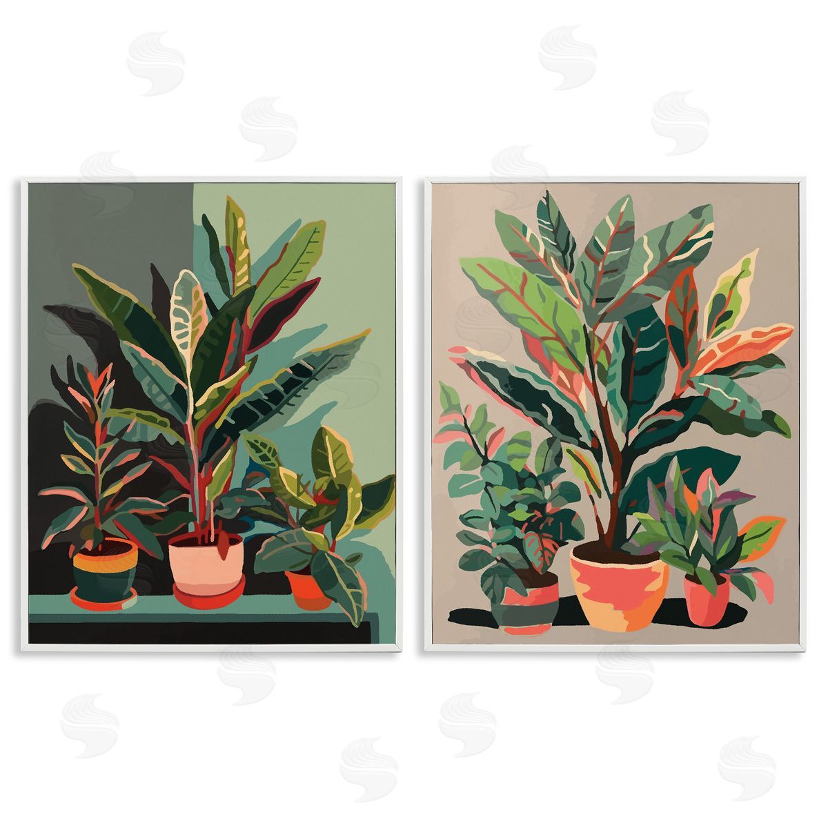 Various House Plants White Frame Print Wall Art, Home Decor by Ziwei Li