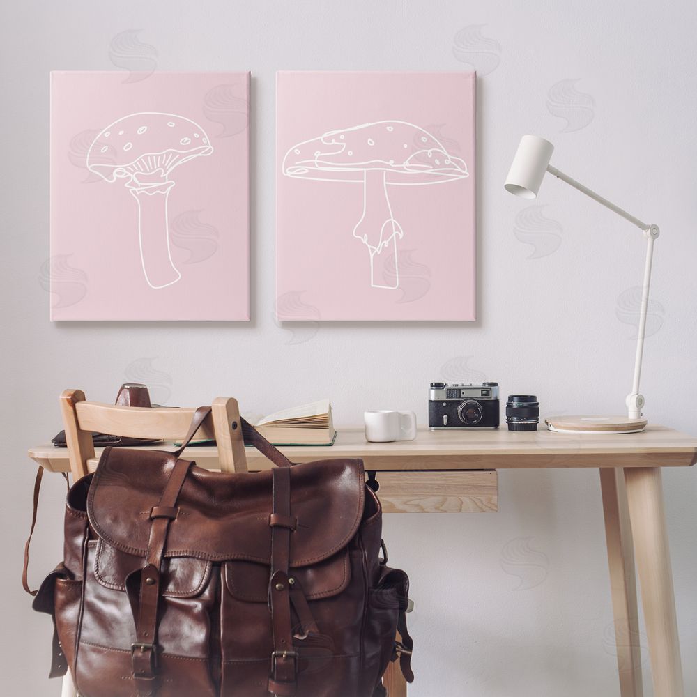 Stupell Studio Pastel Mushroom Doodles Canvas Wall Art Print in Room