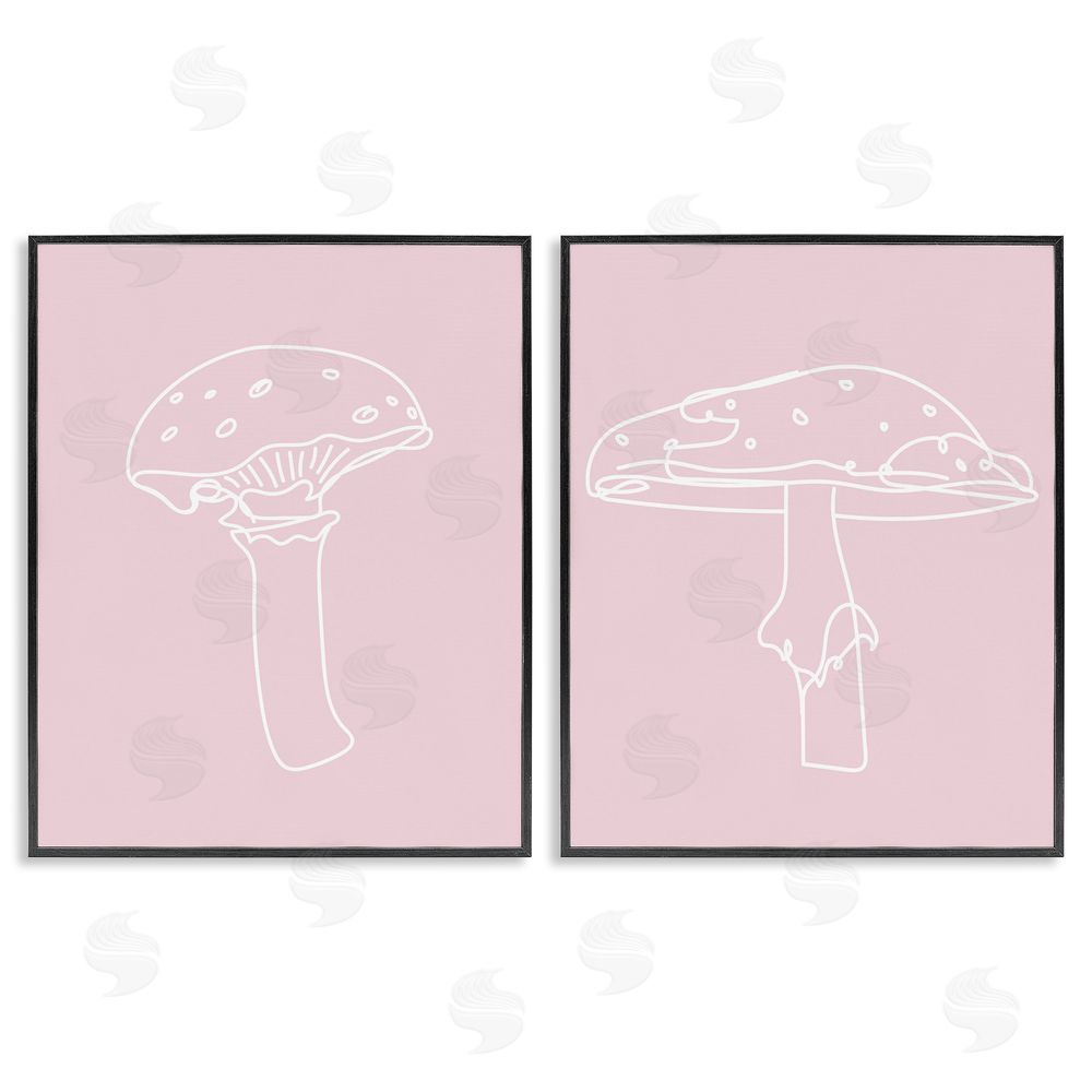 Stupell Studio Pastel Mushroom Doodles Black Framed Giclee Wall Art Print