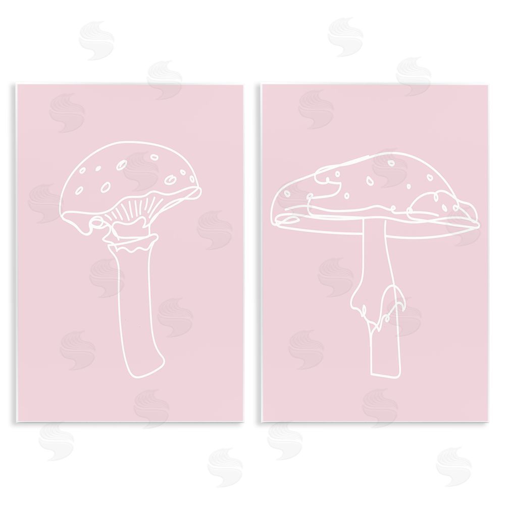 Stupell Studio Pastel Mushroom Doodles Wooden Wall Plaque Art Print