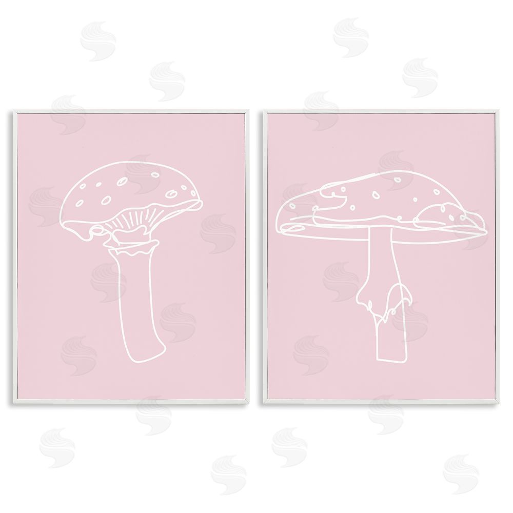 Stupell Studio Pastel Mushroom Doodles White Framed Giclee Wall Art Print