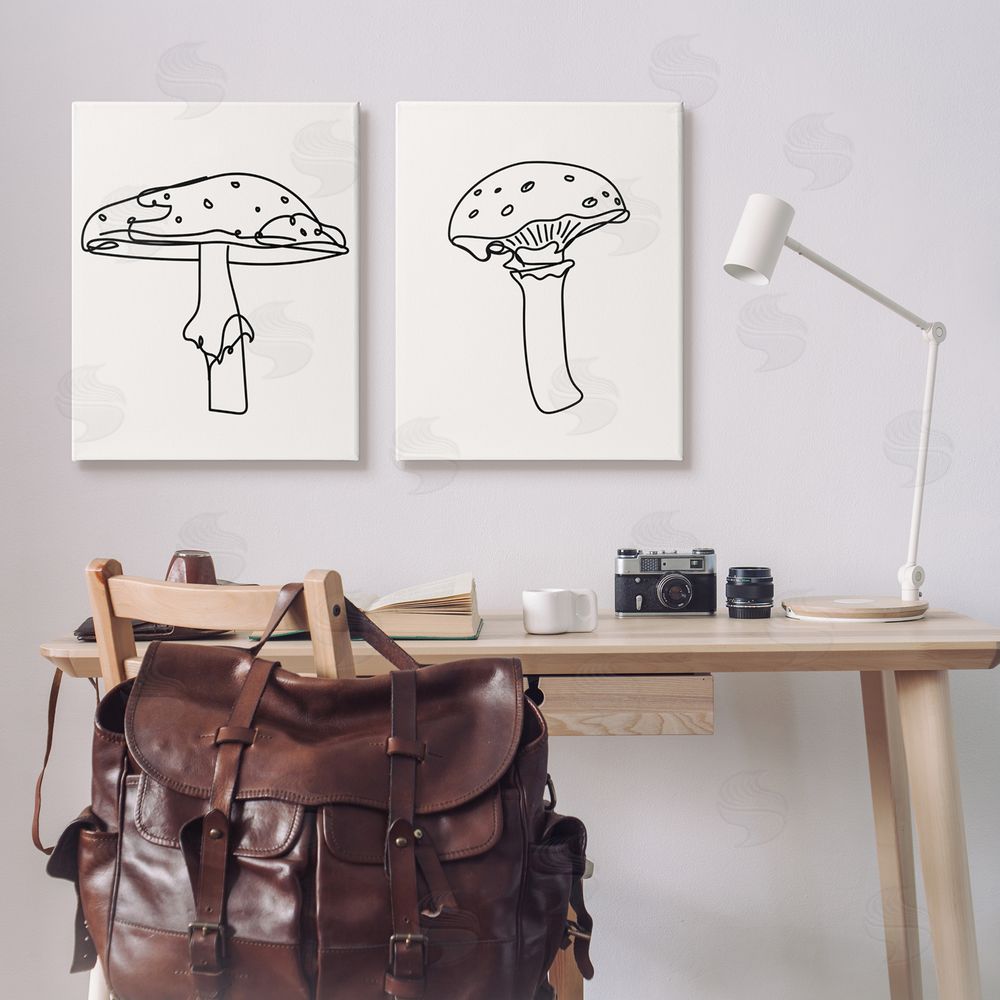 Stupell Studio Mushroom Line Doodles Canvas Wall Art Print in Room