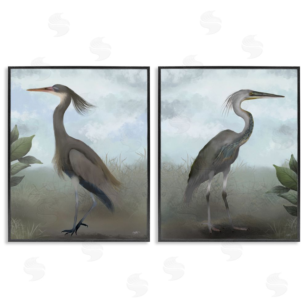 Elizabeth Medley Coastal Birds Gazing Black Framed Giclee Wall Art Print