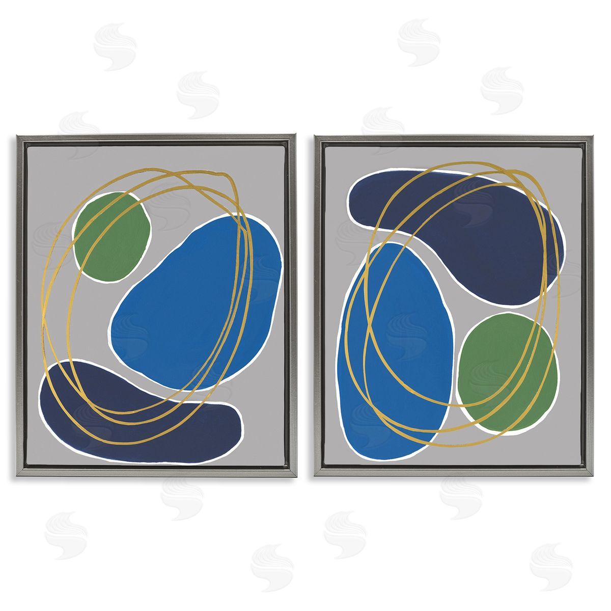 Regina Moore Contemporary Oblong Shapes Gray Floating Frame Canvas Wall Art Print