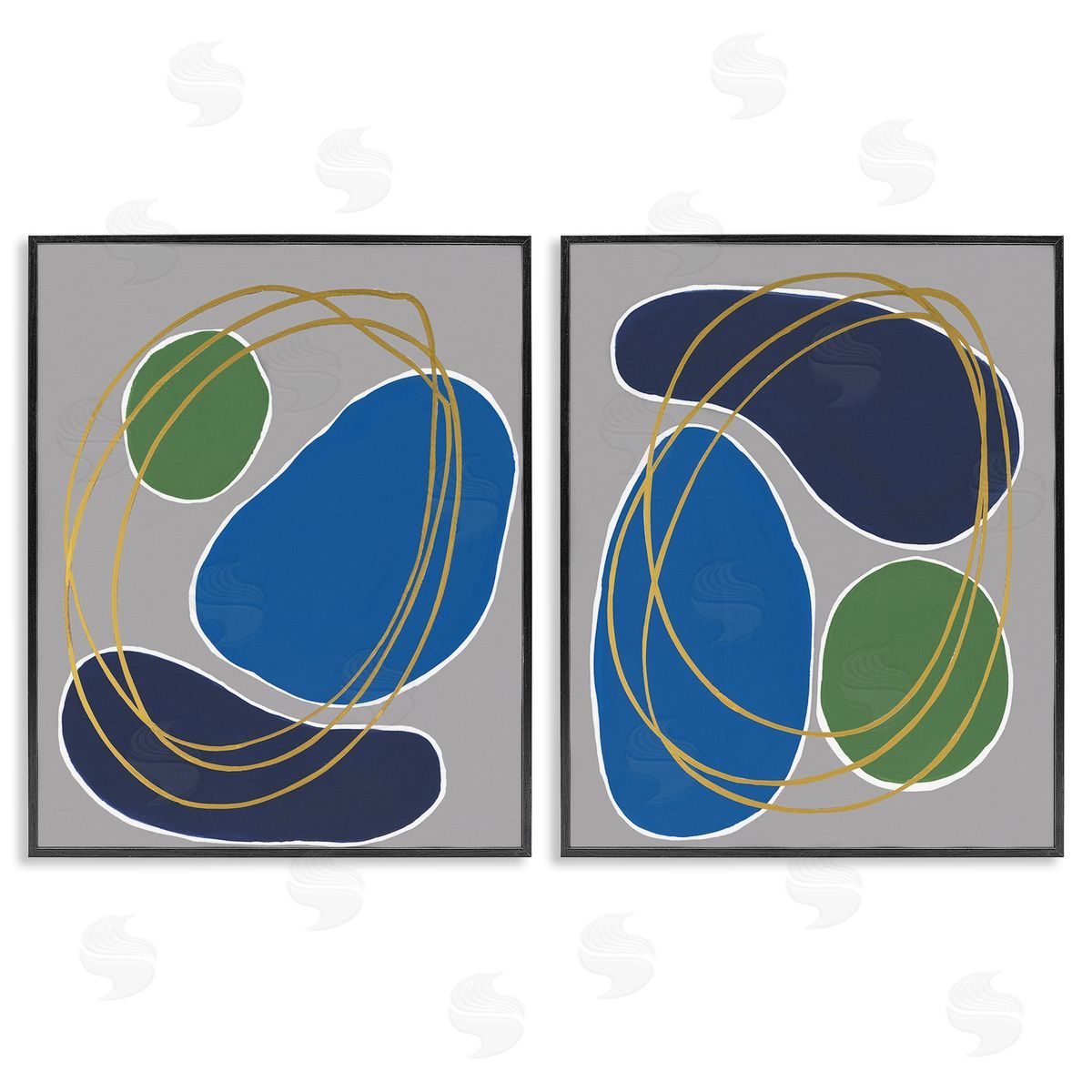 Regina Moore Contemporary Oblong Shapes Black Framed Giclee Wall Art Print