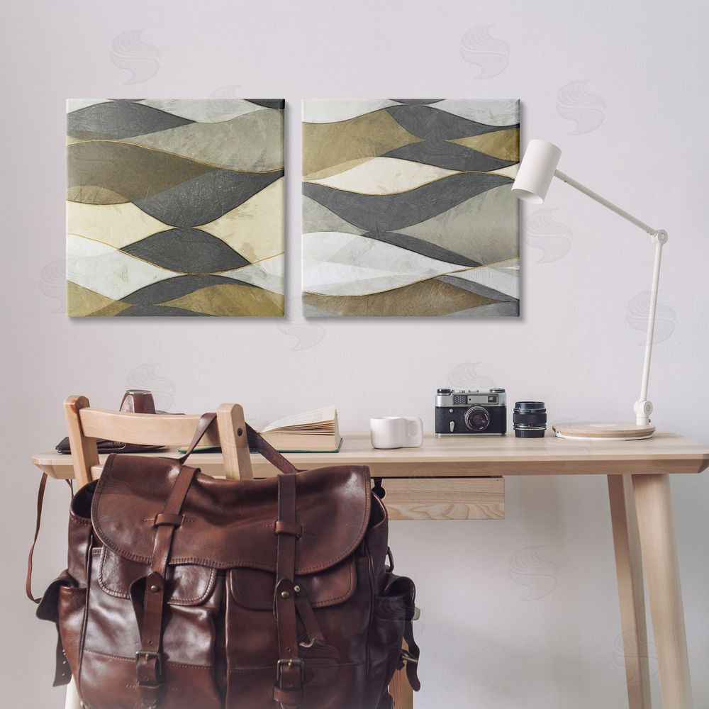 Alonzo Saunders Contemporary Layered Waves Canvas Wall Art Print in Room