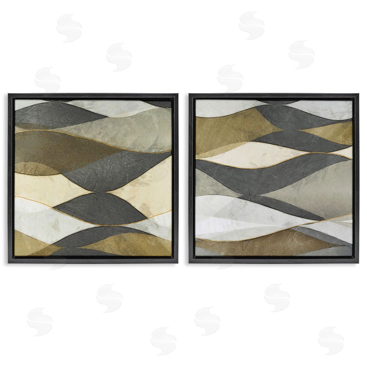 Alonzo Saunders Contemporary Layered Waves Black Floating Frame Canvas Wall Art Print