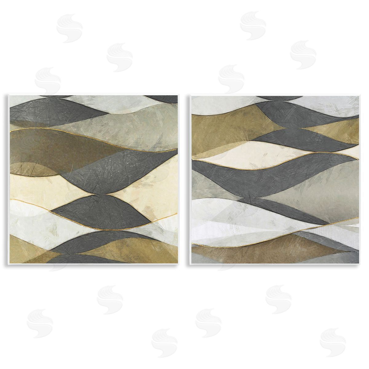 Alonzo Saunders Contemporary Layered Waves Wooden Wall Plaque Art Print